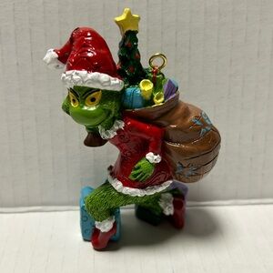 The Grinch Sneaking Tip Toeing Bag of Gifts Jim Shore Christmas Ornament